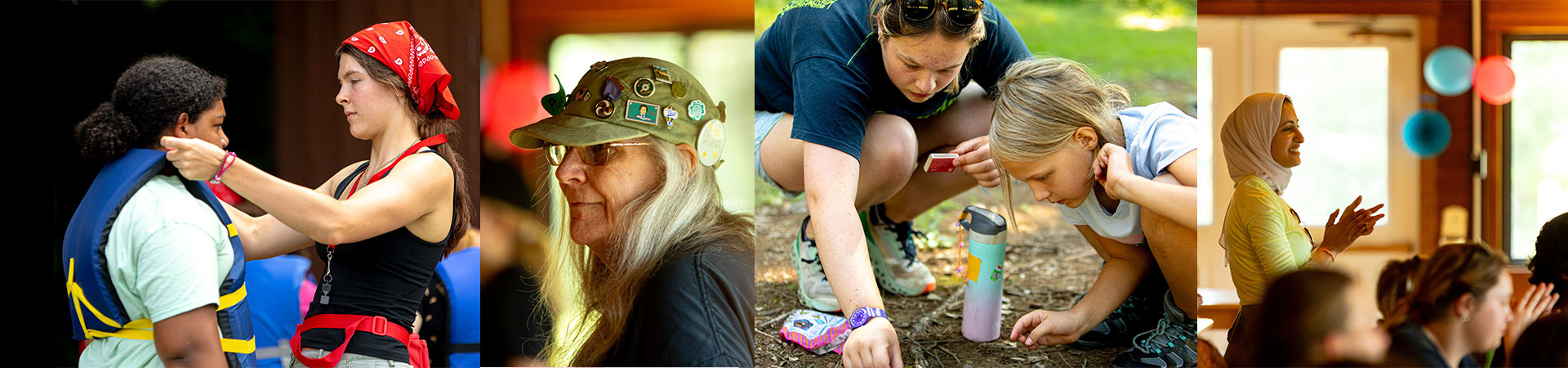  A collage of photos of adult women helping and acting as mentors to young girls 